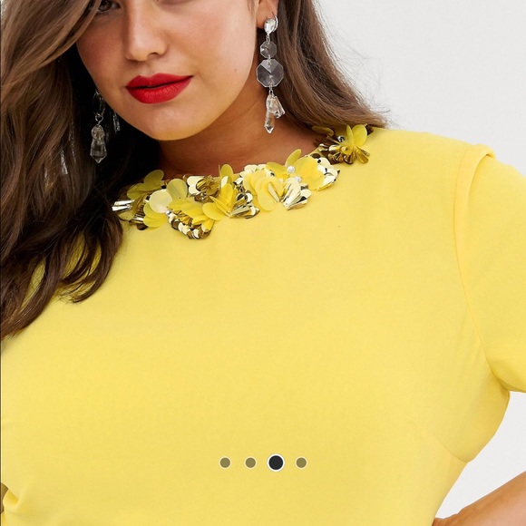 ASOS yellow embellished neck dress - Picture 2 of 4